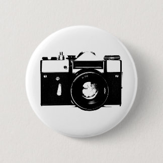 Old retro monochrome SLR camera 6 Cm Round Badge