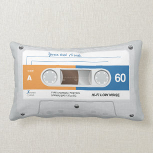 Old Retro Music Cassette Mix Tape Lumbar Cushion