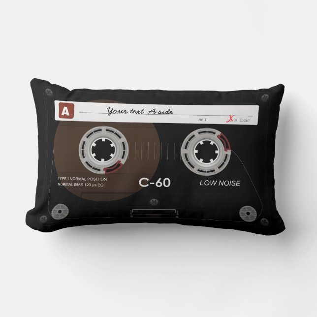 Old Retro Music Cassette MixTape Lumbar Cushion (Front)