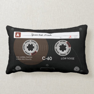 Old Retro Music Cassette Tape Lumbar Cushion