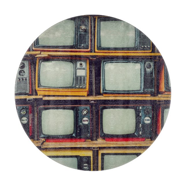 Old Retro Television Blank Screen Cutting Board (Front)