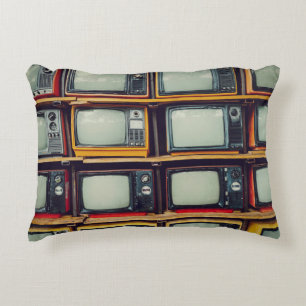 Old Retro Television Blank Screen Decorative Cushion