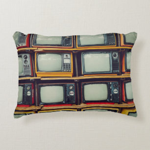 Old Retro Television Blank Screen Decorative Cushion