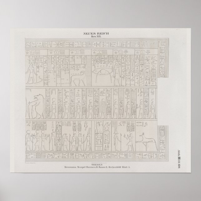 Old Retro Vintage Egyptian Hieroglyphics Drawing Poster (Front)