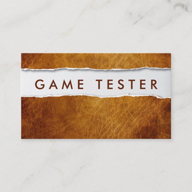 Old Ripped Paper Game Testing Business Card (Front)