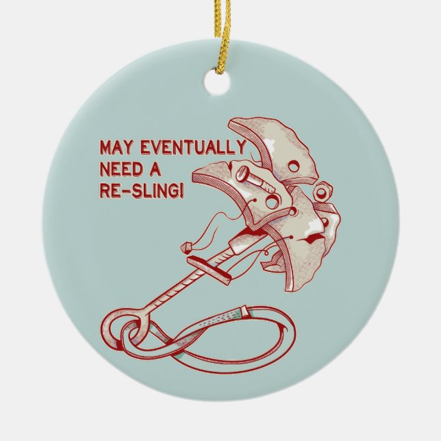 Old Rock climbing cam funny  Ceramic Ornament (Front)