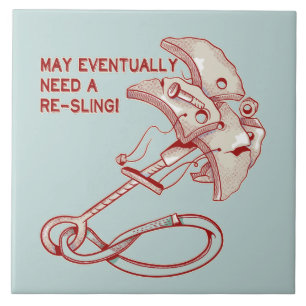 Old Rock climbing cam funny  Ceramic Tile