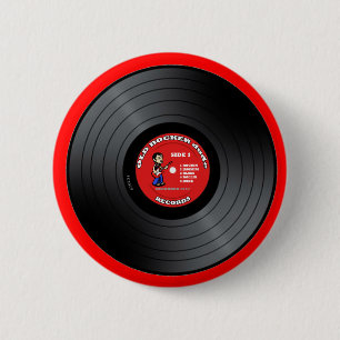 Old Rocker Dude Vinyl Record Button