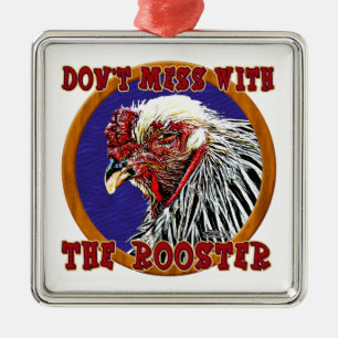 Old Rooster Metal Tree Decoration