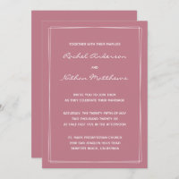 Old Rose Pink Minimalist Wedding Invitations