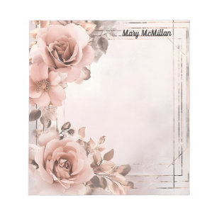 Old Roses Beautiful Floral Background Valentine Notepad