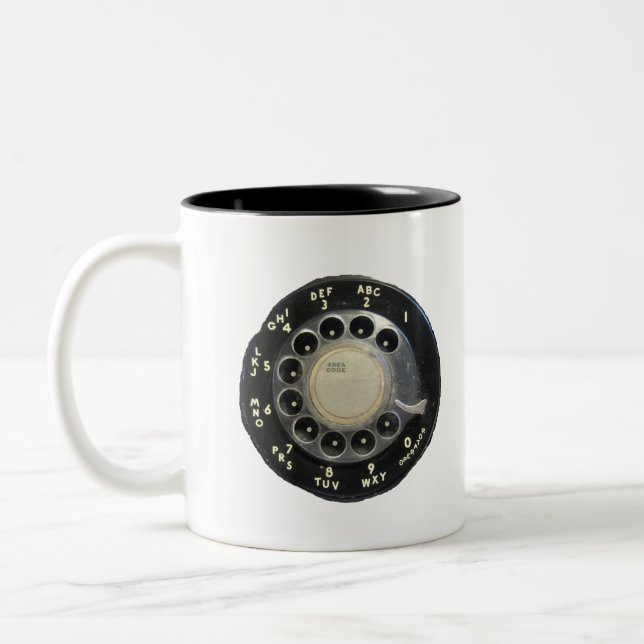 Old Rotary Phone Dial Two-Tone Coffee Mug (Left)