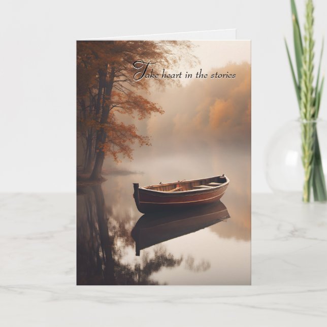 Old Row Boat on Autumn Lake Card (Front)