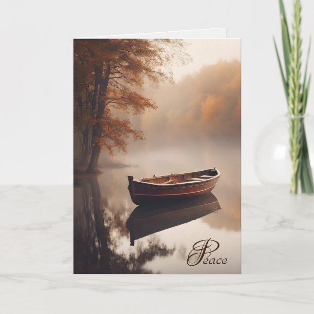 Old Row Boat on Autumn Lake Card (Front)