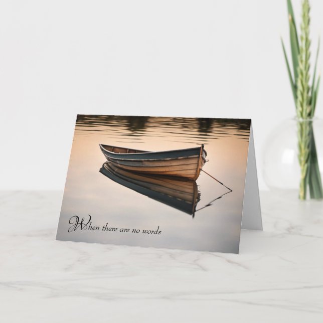 Old Row Boat on Calm Lake Sympathy Card (Front)