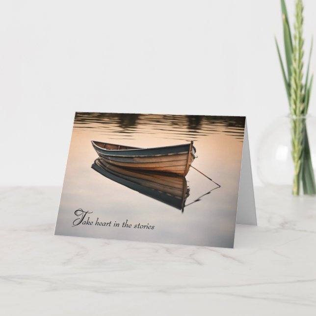 Old Row Boat on Calm Lake Sympathy Card (Front)