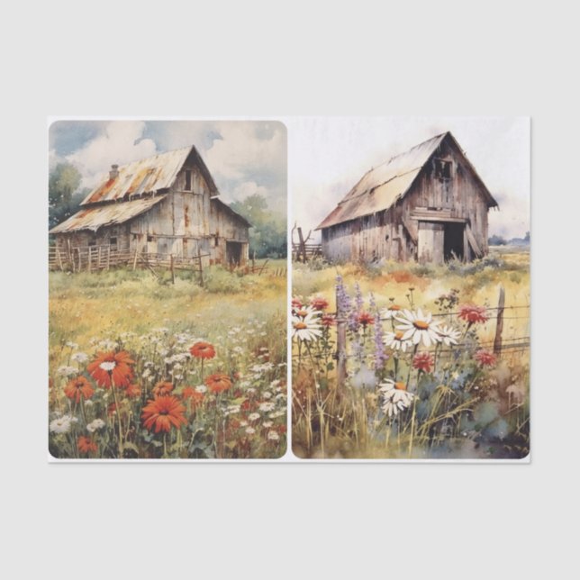  Old Rugged Barns Tissue Paper (Front)