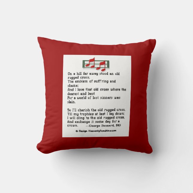 Old Rugged Cross Hymn Pillow (Front)