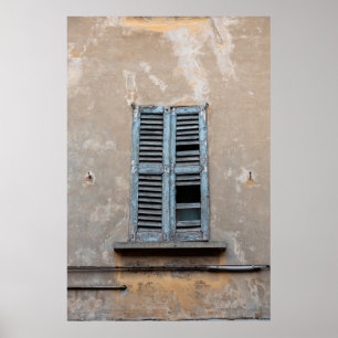 Old ruined wooden window of old houseancient,antiq poster