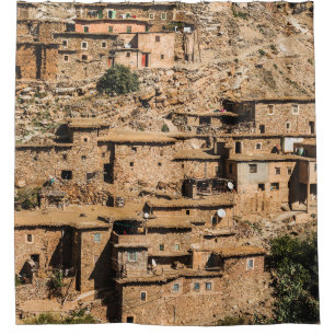 Old rural traditional local village in Morocco. Tr Shower Curtain