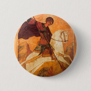 Old Russian icon of St.George 6 Cm Round Badge