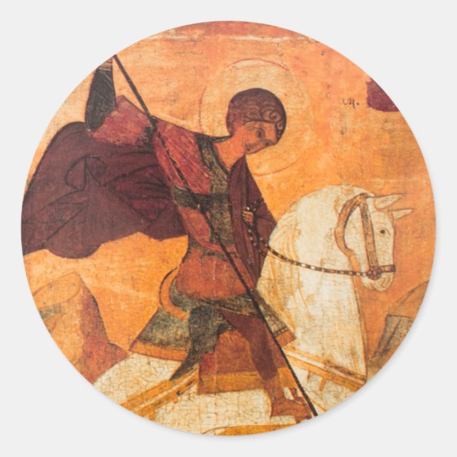 Old Russian icon of St.George Classic Round Sticker (Front)