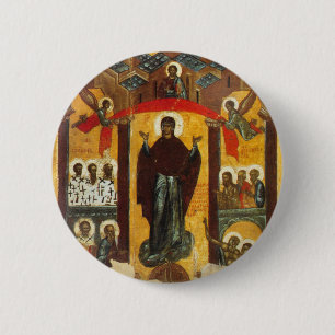 Old Russian icon The Intercession 6 Cm Round Badge