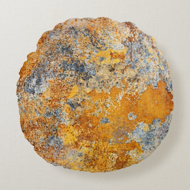 Old rust texture, grunge metallic background. round cushion (Front)