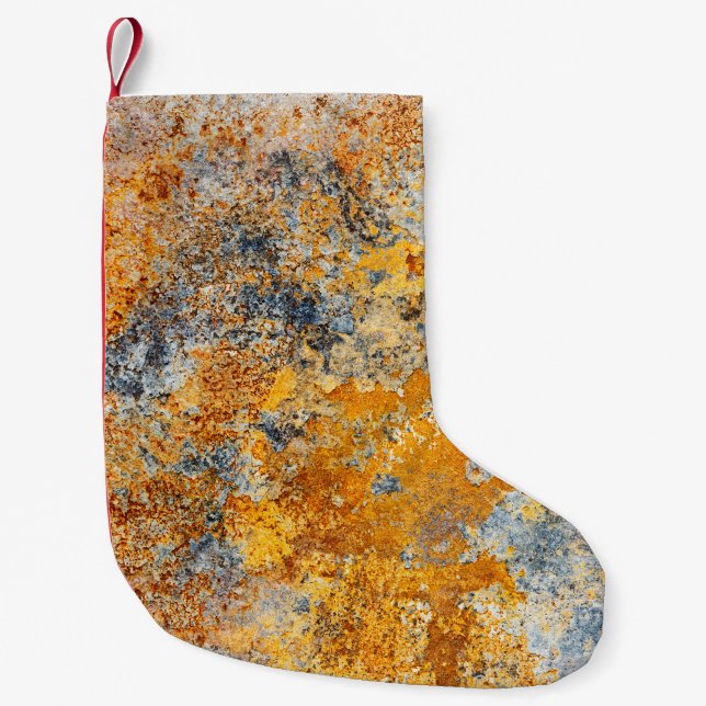 Old rust texture, grunge metallic background. small christmas stocking (Front)