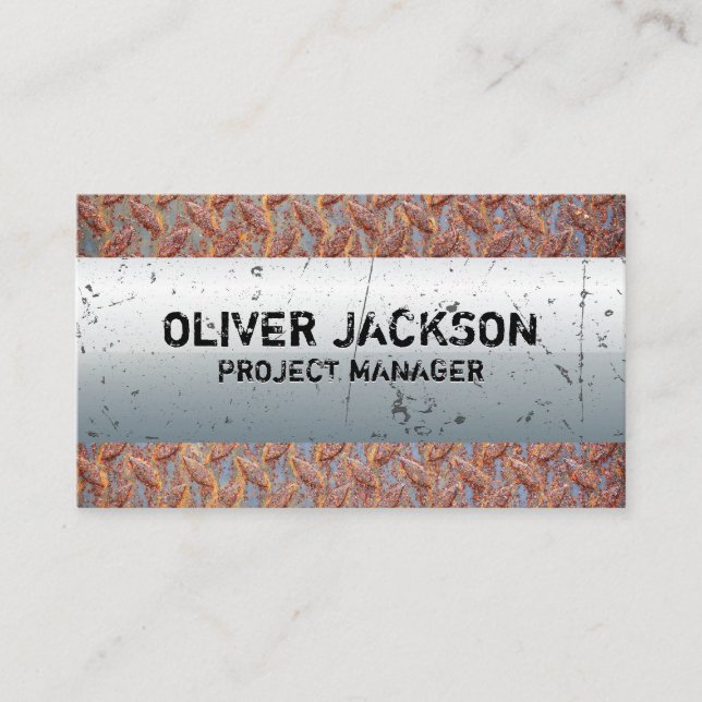 Old Rusted Metal | Metallic Scratched Background Business Card (Front)
