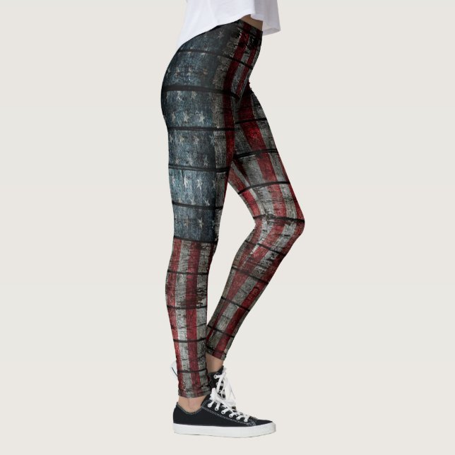 Old Rustic American Flag Leggings (Right)