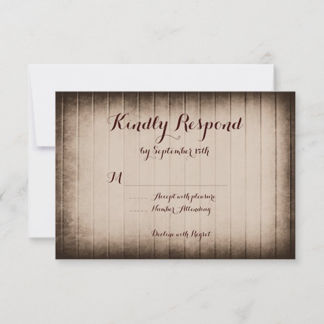 Old Rustic Barn Wood Country Wedding RSVP Cards (Front)
