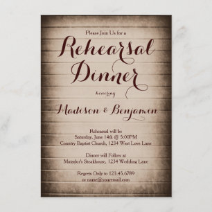 Old Rustic Barn Wood Rehearsal Dinner Invitations