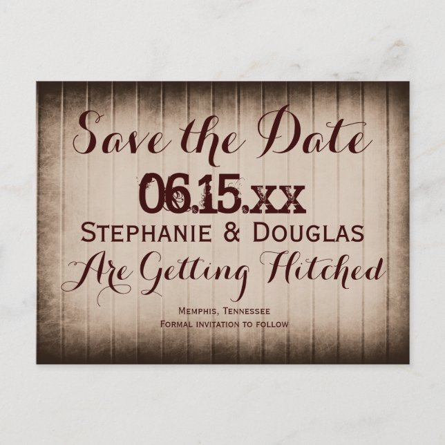 Old Rustic Barn Wood Save the Date Postcards (Front)