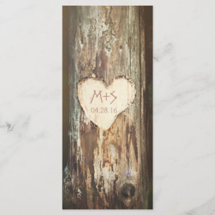 Old Rustic Tree Heart Wedding Programs