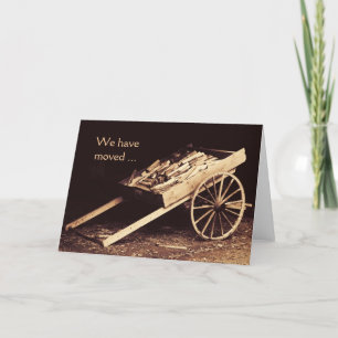 old rustic wagon with firewood announcement