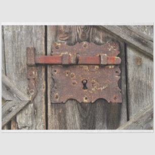 Old Rusty Hinge Rustic Wood Door Decoupage Tissue Paper