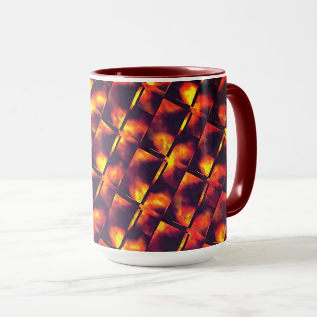 Old rusty plates in colours of ember and fire mug (Front Right)