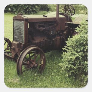 Old Rusty Tractor Square Sticker