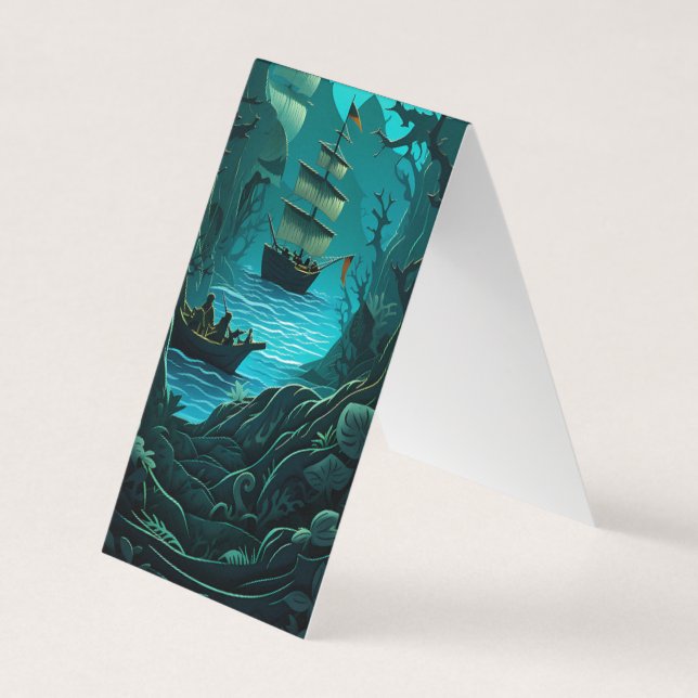 Old Sail Ship Book Folded Bookmark  Business Card (Front)