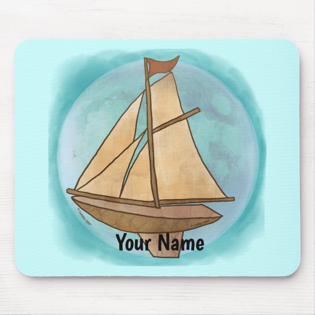 Old Sailboat custom name Mouse Pad (Front)