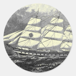 Old Sailing Ship Classic Round Sticker