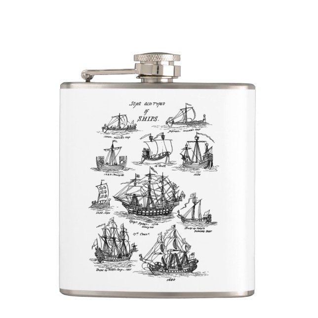 OLD SAILING SHIPS HIP FLASK (Front)