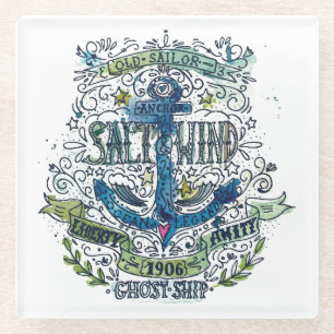Old Sailor Anchor Poster Glass Coaster