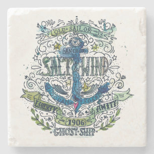 Old Sailor Anchor Poster Stone Coaster