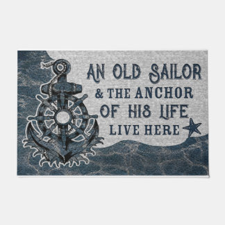 Old Sailor And His Anchor Retro Mat