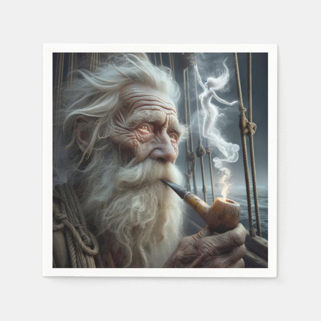 Old Sailor Smoking a Pipe Napkin (Front)
