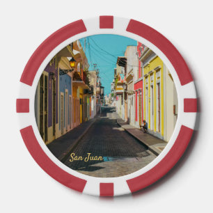 Old San Juan Cobblestone Street Photography Poker Chips
