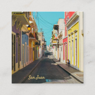 Old San Juan Cobblestone Street Photography Square Business Card