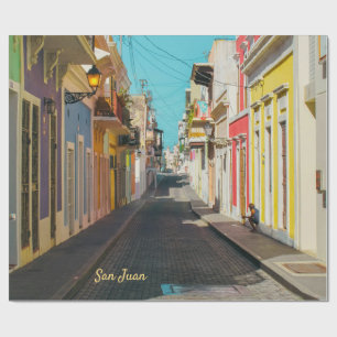 Old San Juan Cobblestone Street Photography Wrapping Paper